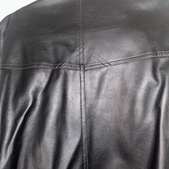 Men's Black Leather Jacket with Stripes - Picture 12 of 12